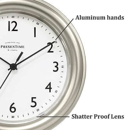 Presentime 8.5" Modern Farmhouse Essential Wall Clock - color: Morning Silver