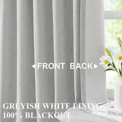 Vision Home Light Gray Pinch Pleated Full Blackout Curtains Linen Blended Room Darkening Curtain Panels 63 inch for Living Room Bedroom Thermal Insulated Pinch Pleat Drapes with Hooks 40" Wx63 Lx2 - color: Light Gray, size: 40"W x 63"L (Pack of 2)