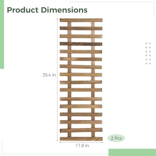 2 Pcs Wall Planter Holders, 11.8 x 35.4 Solid Wood Hanging Plant Trellis, Wall Planters for Indoor Outdoor Plants, Vertical Decor for Hanging Flower Pots