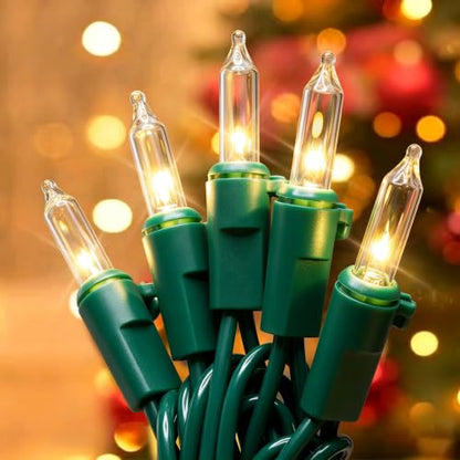Hopolon Clear Christmas Lights, 13 FT 50 Count String Lights Green Wire - color: Clear,Green Wire, size: 1PACK, 50 count