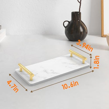 XZHXFX Marble Bathroom Tray with Gold Handles,Small, - color: Gold, size: 10.6" x 4.7" x 2"