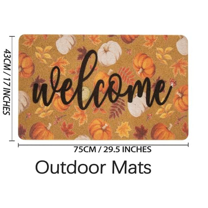 IZUS Fall Hello-Pumpkin Welcome-Doormats Outdoor-Entrance Autumn Harvest-Festival Non-Slip Frontdoor Mat 17x29inch - color: Harvest Pumpkin