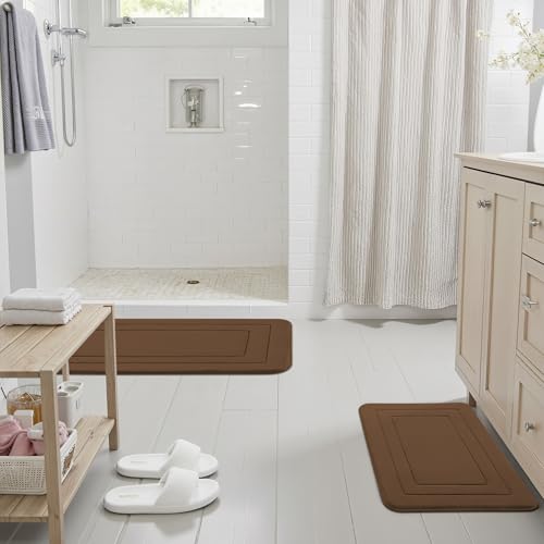 Cupic Cupid Memory Foam Bath Mat 24"×36", Non Slip Bathroom Rugs, Brown - color: Brown, size: 2' x 3' (24" x 36")