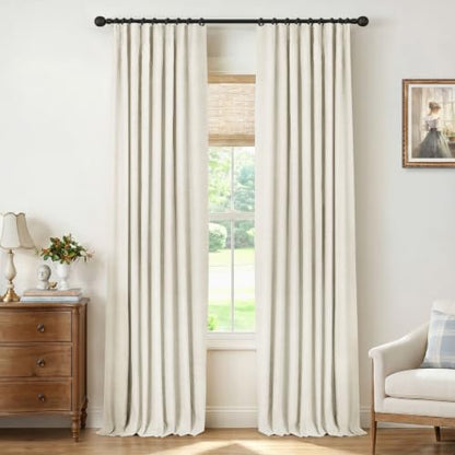 INOVADAY White 100% Blackout Curtains for Bedroom 96 Inch Long - color: Beige White, size: 50"W x 96"L (Pack of 2)