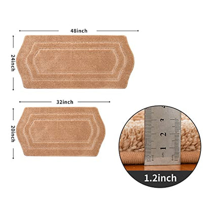 COSY HOMEER Plush Non-Slip Bath Mat Set, Beige, 20"x32" + 24"x48" - color: Beige, size: 20" x 32" + 24" x 48"