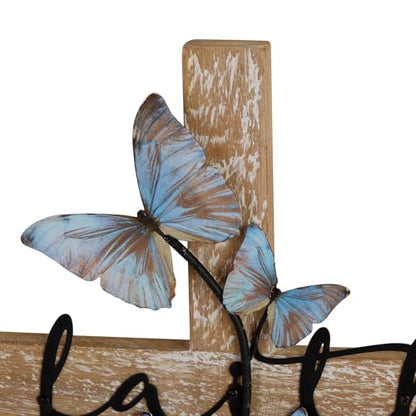 NIKKY HOME Wall Cross, Rustic Wooden Cross With Butterfly - color: Butterfly