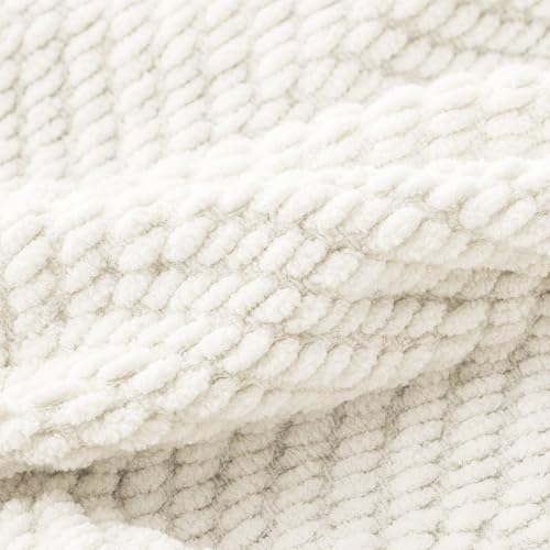 BATTILO HOME Cream Throw Blanket for Couch, Knit Throw Blanket, 50"x60" - color: Cream, size: 50"x60"