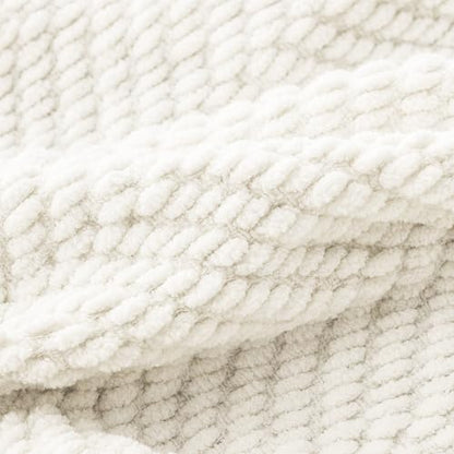 BATTILO HOME Cream Throw Blanket for Couch, Knit Throw Blanket, 50"x60" - color: Cream, size: 50"x60"