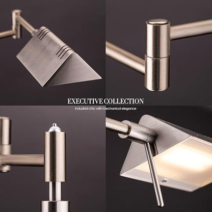 O'Bright Brook Adjustable Dimmable LED Pharmacy Floor Lamp, Brushed Nickel - color: Brushed Nickel