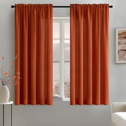 MIULEE Burnt Orange Fall Semi Sheer Privacy Curtains 2 Panels 52W x 63L - color: Burnt Orange, size: 52"W x 63"L (Pack of 2)