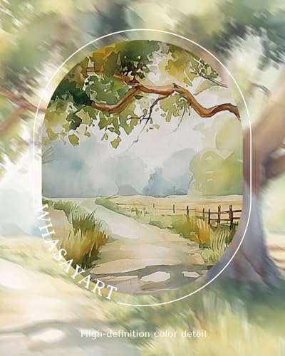 WHASAYART Framed Green Nature Farmhouse Landscape Canvas Wall Art 12"x16" - color: Time Under the Tree, size: 16"L x 12"W