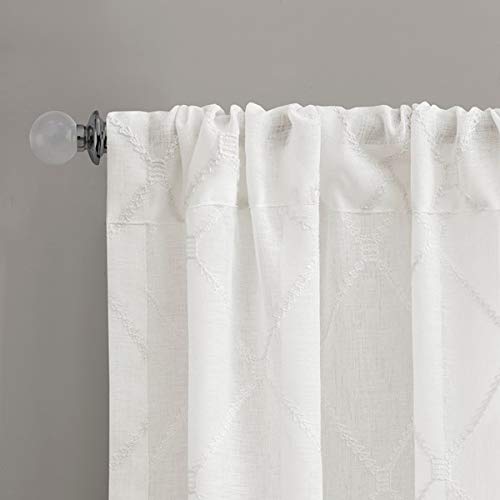 Madison Park Embroidered Diamond Irina Sheer Curtain 50x95 White - color: White, size: 50"W x 95"L (Pack of 1)