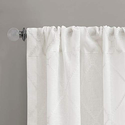 Madison Park Embroidered Diamond Irina Sheer Curtain 50x95 White - color: White, size: 50"W x 95"L (Pack of 1)
