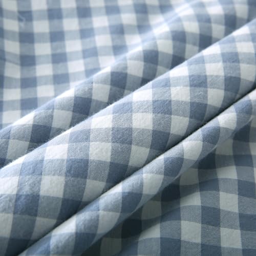 Mywinlle Dusty Blue Plaid Ruffle Gingham Throw Pillow Covers 20"x20" - color: Blue Plaid, size: 20" x 20" (Pack of 2)