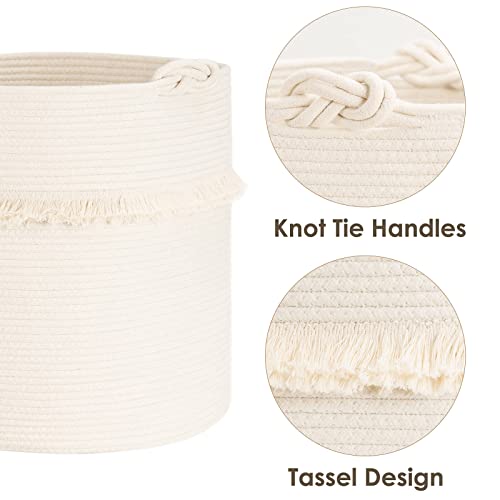 CherryNow 60L Woven Rope Baby Basket with Tassel, 17" x 16", Off-white - color: Off-white, size: 50L (16"W x 17"H)