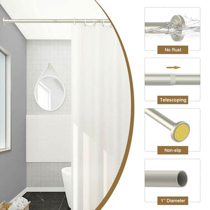 GXOACKJ Brushed Nickel Shower Curtain Rods - 31-103 Inch Spring Tension Shower Rods for Bathroom, Adjustable, No Drilling, No Rust, Stainless Steel - color: Brushed Nickel, size: 31-103 inches