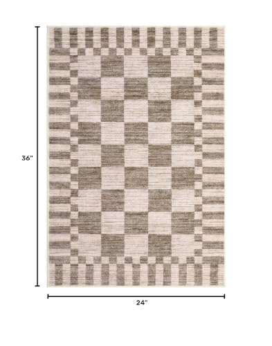 GarveeHome Checkered Washable 2x3 Rug Small Area Rugs Non-Slip for Entryway - color: Brown, size: 2' x 3' (Rectangular)
