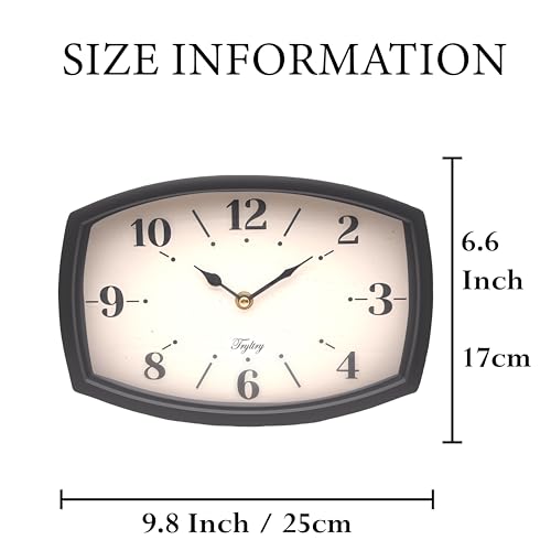 Small Wall Clock Silent Retro Rectangular Clock Black Rectangle - color: Black