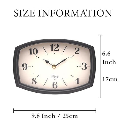 Small Wall Clock Silent Retro Rectangular Clock Black Rectangle - color: Black