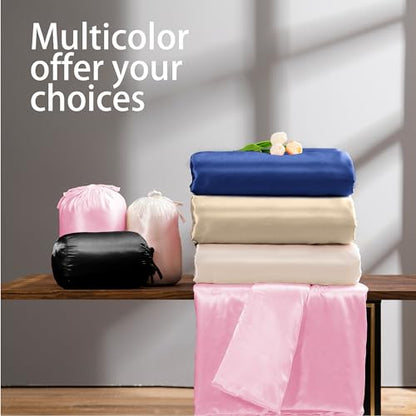 Vonty Navy Blue Satin Throw Blanket 50x60In, Cooling Silky Wrinkle-Free - color: Navy Blue, size: 50" x 60"