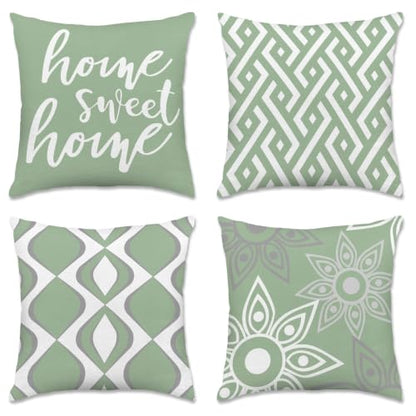 Hexagram Throw Pillow Covers 18x18, Sage Green Outdoor Pillow Covers - color: Sagegreen, size: 18" x 18" (Pack of 4)