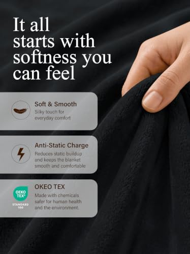 Utopia Bedding Ultra Soft Fleece Bed Blanket Throw Size Black (50x60 Inch) - color: Black, size: Throw (50x60 Inch)