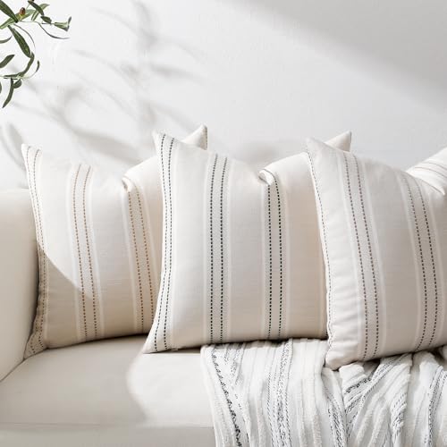 Hckot Spring Striped Throw Pillow Covers 20x20 Set of 2 Green Pillow Covers - color: Dark Green, size: 20" x 20" (Pack of 2)