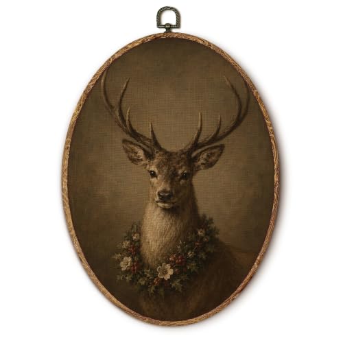 Yorhifa Rustic Winter Christmas Reindeer Framed Wall Art 8.5x11.5in - color: Reindeer