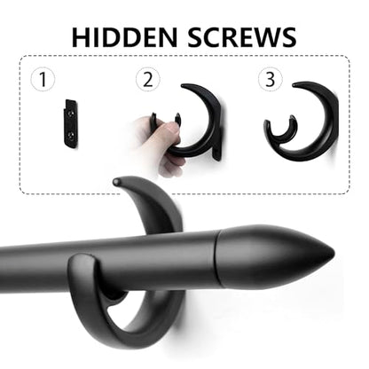 Modern Adjustable Curtain Rod Set 16 to 144 Inches, Sleek Window Rod for Bedroom, Living Room, Black - color: BLACK, size: 16" to 144"