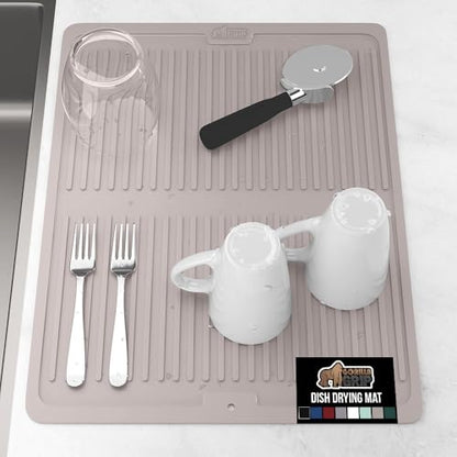 GORILLA GRIP Patented BPA-Free Silicone Dish Drying Mat, 18x16, Almond - color: Almond, size: 18" x 16", style: Silicone