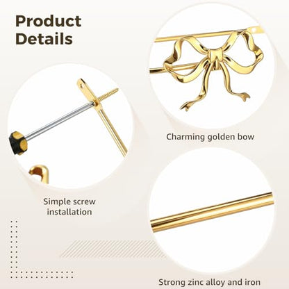 2PCS Metal Bow Curtain Holdbacks, Gold Wall Mounted Curtain Hold Backs