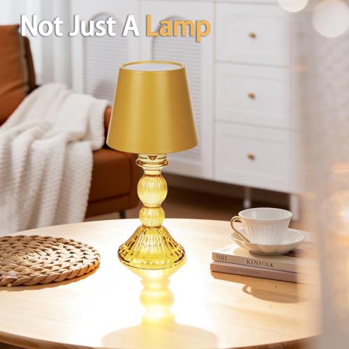 MJ PREMIER Small Rechargeable Lamp, Wireless Lamp, Battery Operated Lamps - color: Yellow
