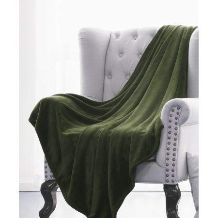 DiamondHome Super Soft Warm Light Weight Fleece Throw Blanket for Couch/Sofa/Bed/Chair in Living Room & Bed Room, 50" x 60" (Olive) - color: Olive