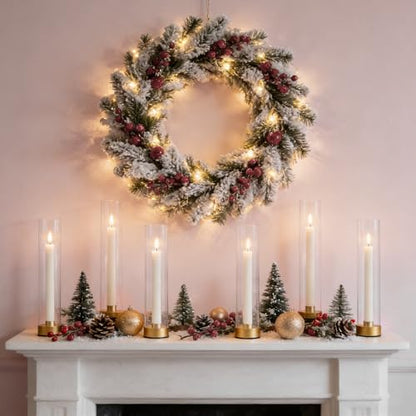 Hurricane Candle Holders Golden Taper Candle Sticks Holder, with 11" Thickened Glass Cylinder Covers Tall Candlesticks Holders Bulk Set of 10, Dining Table Centerpiece for Wedding - color: Clear