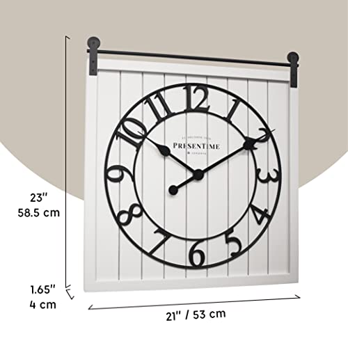 Presentime Farmhouse Barn Door Clock - color: White