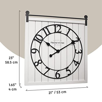 Presentime Farmhouse Barn Door Clock - color: White
