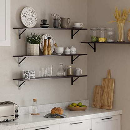 DINZI LVJ Long Wall Shelves, 47.3Inch Wooden Floating Shelves with Brackets - color: Espresso, size: 47.3 Inch