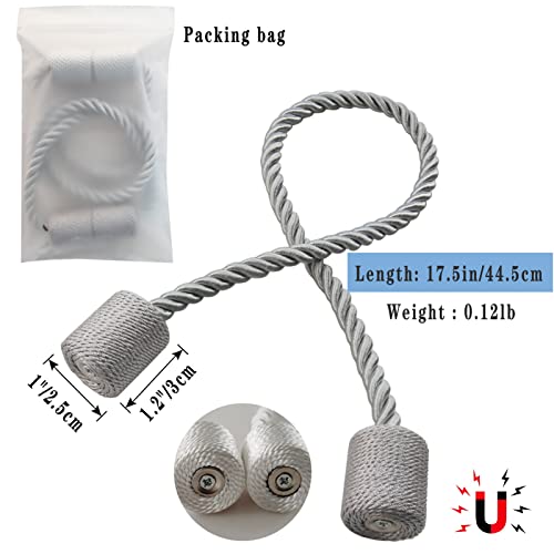 Magnetic Curtain Tiebacks Decorative Holdbacks Rope Tie Back Drapes Hangtty - color: Grey