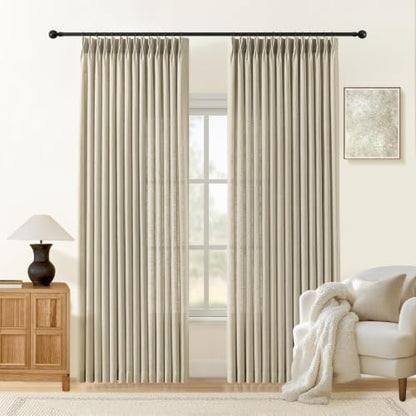 AUSSPVOCT 90 Inch Curtains Pinch Pleated Linen-Like Drapes 2 Panel Set - color: Burlywood Birch, size: 60"W x 90"L (Pack of 1)