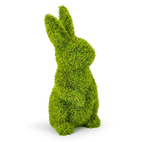 Easter Bunny Decorations,Resin Moss Bunny Figurine,Garden Artificial Moss Rabbit Easter Décor Party Favors Gifts(Medium Stand) - size: Medium Stand