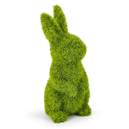 Easter Bunny Decorations,Resin Moss Bunny Figurine,Garden Artificial Moss Rabbit Easter Décor Party Favors Gifts(Medium Stand) - size: Medium Stand