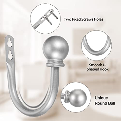 Sumnacon Curtain Holdbacks 4 Pcs Wall Mounted Curtain Tiebacks, Silver - color: Silver