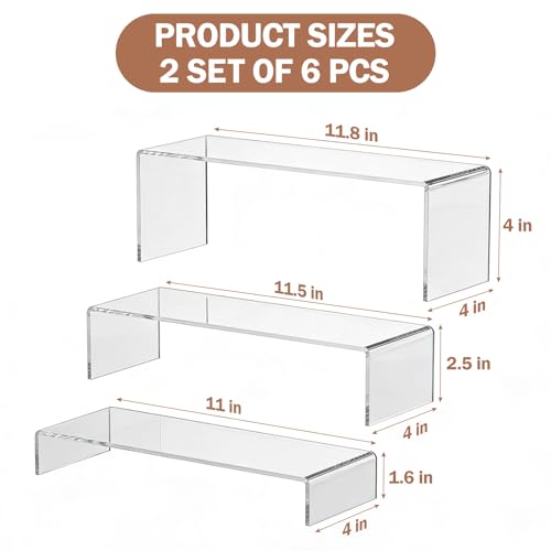 Lagre Acrylic Risers Display Stand - 3 Tier Clear Perfume Shelf Organizer, Cupcake Stand Holder, Tiered Dessert Display Table Set, Buffet Food Risers for Party and Event,Showcase Figurine, Collectible