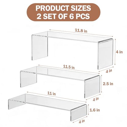 Lagre Acrylic Risers Display Stand - 3 Tier Clear Perfume Shelf Organizer, Cupcake Stand Holder, Tiered Dessert Display Table Set, Buffet Food Risers for Party and Event,Showcase Figurine, Collectible