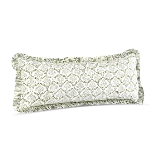 CPC Fern Regal Block Print Ruffle Sham Pillow Cover 14x36 Inch, Pack of 1 - color: Fern Regal, size: 36" x 14" (Pack of 1)