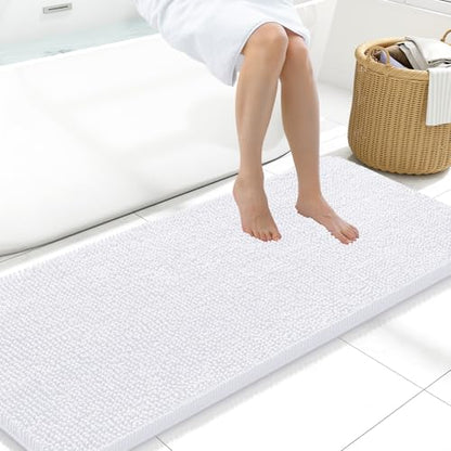 Arotive Bathroom Rugs 59x20, Soft Absorbent Shaggy Chenille Bath Rugs - color: White, size: 59" X 20"