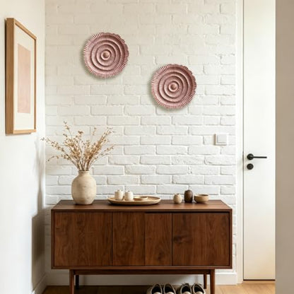 Metal Wall Sculpture, 10'' Round Textured Radiant Sunburst Wall Decor - color: 053A-Pink