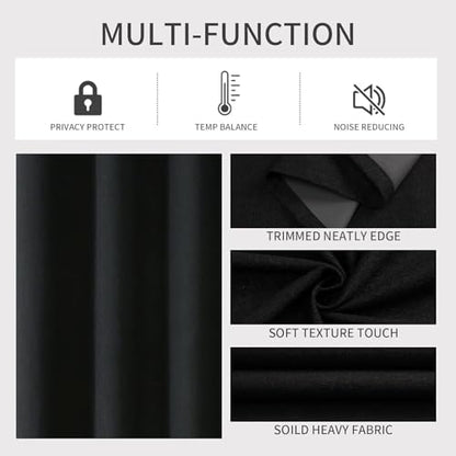 Joydeco Blackout Curtains 96 Inch Length, 1 Panel for Bedroom, Thermal Insulated Linen Black Out Curtains with Grommets (100x96) - color: Black, size: 100"W x 96"L (Pack of 1)