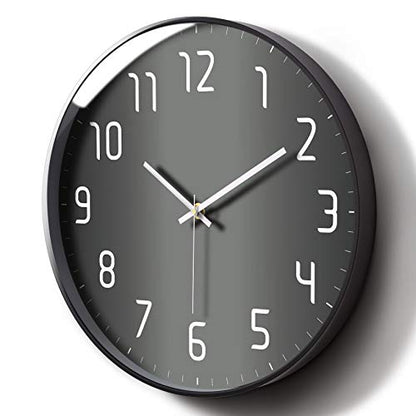 Silent Non-Ticking Analog Wall Clock, Gradient Black, 12'' - color: Gray, size: 12inch