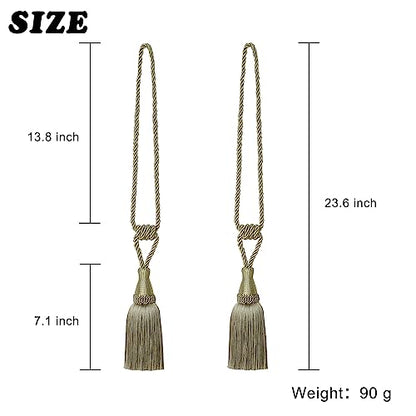 BEL AVENIR 2 Pack Tassel Curtain Tiebacks Handmade Holdbacks (Dark Beige) - color: Dark Beige, size: 2 Pack